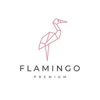 Flamingo geometric polygonal logo vector icon design template