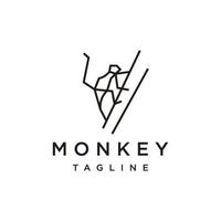 Monkey line art logo vector icon design template