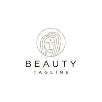 Beauty woman line art logo design template vector