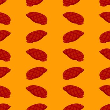 Beef pattern, seamless pattern on orange background. vector