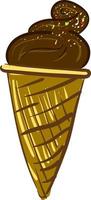 A chocolate ice cream with candy toppings, vector or color illustration.