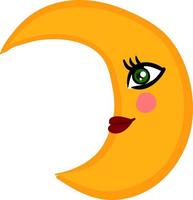 Beauty yellow moon, illustration, vector on white background.