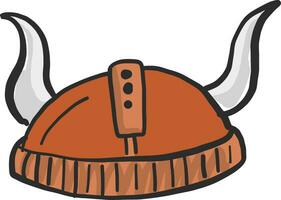 Viking helmet, illustration, vector on white background