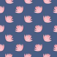 White water flower ,seamless pattern on dark blue background. vector