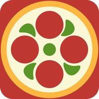 Delicious pizza, illustration, vector on a white background.