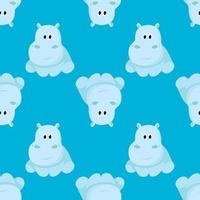 Hippo pattern, illustration, vector on white background