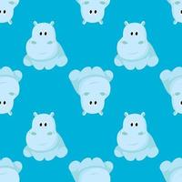 Hippo pattern, illustration, vector on white background