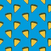 Triangle sandwich ,seamless pattern on blue background. vector