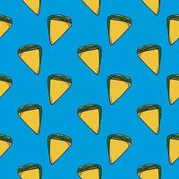 Triangle sandwich ,seamless pattern on blue background. vector