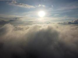 Aerial view white cloud and sun photo