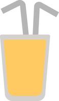 Lemon juice in a glass with two straws, icon illustration, vector on white background