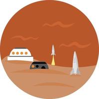 Mars base, illustration, vector on white background.