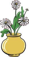 Flowers in pot , illustration, vector on white background