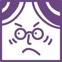 Angry emotion face with glasses, illustration, vector on a white background.