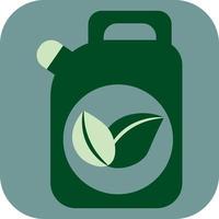 Gaasoline canister with leaf, illustration, vector on a white background.