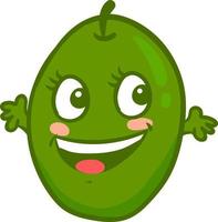 Green happy olive, illustration, vector on white background