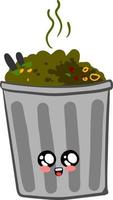 Garbage in a recycle bin , illustration, vector on white background