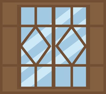 Cabin brown window, illustration, vector, on a white background.
