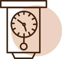 Wall old clock, illustration, vector, on a white background. vector
