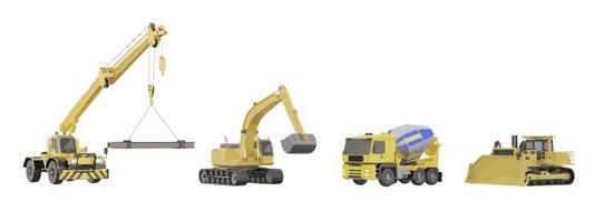 conjunto de maquinaria pesada, camión, motoniveladora, retroexcavadora, excavadora.ilustración vectorial vector