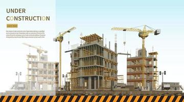 Construction site with a tower crane.Vector illustration vector