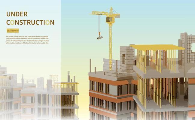 Construction site with a tower crane.Vector illustration