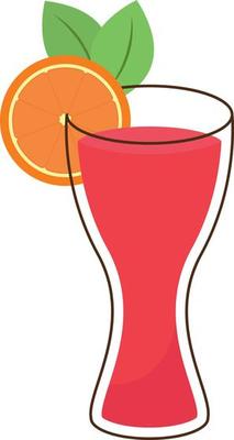 Cocktail with orange, illustration, vector on white background.