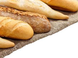 Various of french baguette isolated on white background photo