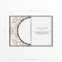 diseño de tarjeta de felicitación de color blanco listo para impresión vectorial de lujo con patrones. plantilla de tarjeta de invitación con lugar para su texto y adorno abstracto. vector