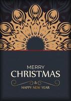diseño de tarjeta gris listo para imprimir de feliz navidad con patrones de invierno naranja. cartel de plantilla vectorial feliz año nuevo y adorno abstracto. vector