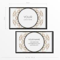Vector Template for print design of business cards of white color with ornament. Preparing business cards with a place for your text and abstract patterns.