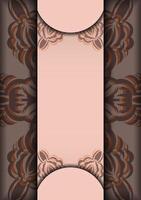A brown and pink floral background with a frame vector