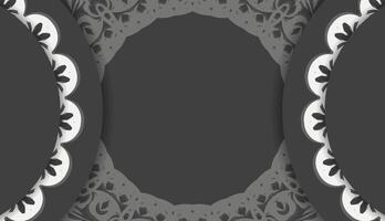 Baner of black color with mandala white ornament for design under your logo or text vector