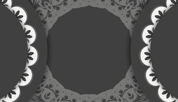 Baner of black color with mandala white ornament for design under your logo or text vector