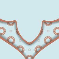 Brochure in aquamarine color with Greek coral designs prepared for typography. vector