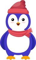 Penguin with scarf, illustration, vector on white background.