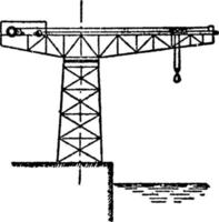 Hammerhead Crane or Giant Cantilever Crane, vintage illustration. vector