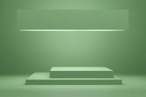 empty rectangular podium display, mint color abstract scene for a cosmetic product 3d render photo