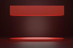 empty abstract red stage with lighting and podium copy space 3d render photo