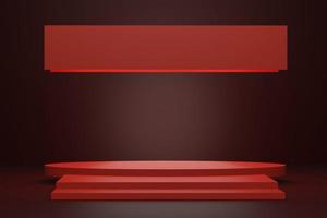 empty abstract red stage with lighting and podium copy space 3d render photo