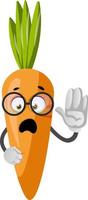 Carrot with glasses, illustration, vector on white background.