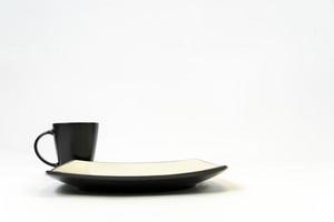 Black and white ceramic bowl isolated on white background. mexico photo