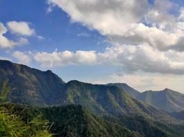 Mountain valley during sunrise. Natural summer landscape photo