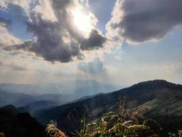 Mountain valley during sunrise. Natural summer landscape photo