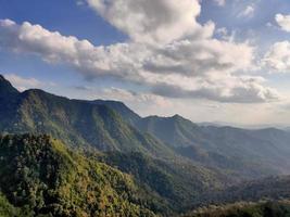 Mountain valley during sunrise. Natural summer landscape photo