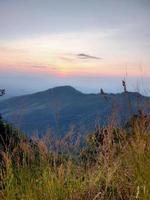 Mountain valley during sunrise. Natural summer landscape photo