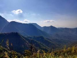 Mountain valley during sunrise. Natural summer landscape photo