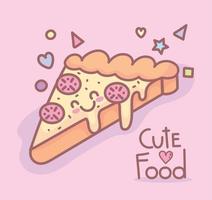 tasty pizza character menu restaurant cartoon food cute vector