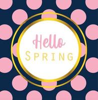 hello spring, inscription handwriting label dotted background vector