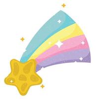 estrella fugaz arco iris sueño magia dibujos animados icono vector